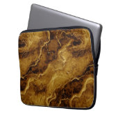 Goudbruine marmerstructuur laptop sleeve (Voorkant Links)