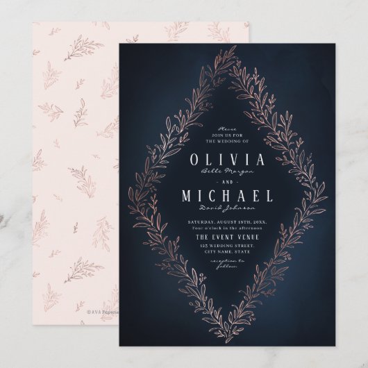 Goudbruine roos goudmarinebruin botanische elegant kaart (Voorkant / Achterkant)