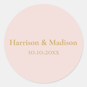 Goudbruine roze Monogram aangepast huwelijksfeest Ronde Sticker