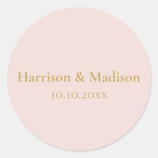 Goudbruine roze Monogram aangepast huwelijksfeest Ronde Sticker (Voorkant)