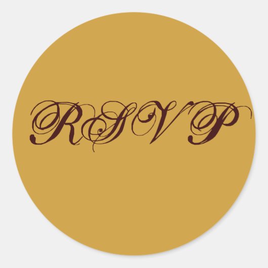 Goudbruine RSVP Bruiloft Sticker (Voorkant)