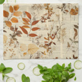 Goudbruine Rustieke Bladeren - Vintage Herfst Text Theedoek (Gevouwen)