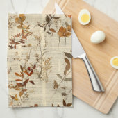 Goudbruine Rustieke Bladeren - Vintage Herfst Text Theedoek (Quarter Fold)