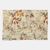 Goudbruine Rustieke Bladeren - Vintage Herfst Text Theedoek (Horizontaal)