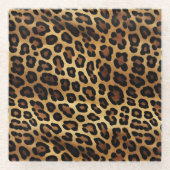 Goudbruine zwarte luipaard print glazen onderzetter (Voorkant)