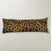 Goudbruine zwarte luipaard print lichaamskussen (Achterkant)