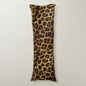 Goudbruine zwarte luipaard print lichaamskussen (Voorkant Verticaal)