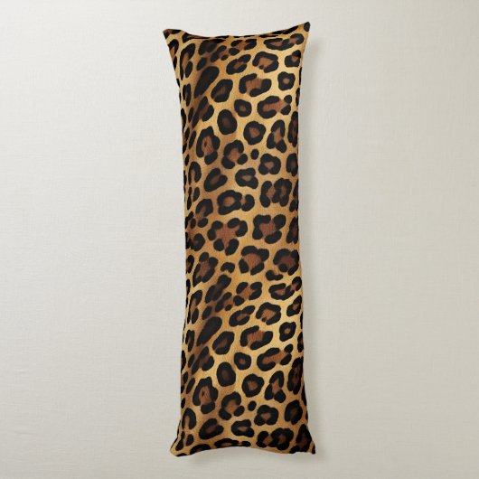 Goudbruine zwarte luipaard print lichaamskussen (Achterkant (Verticaal))