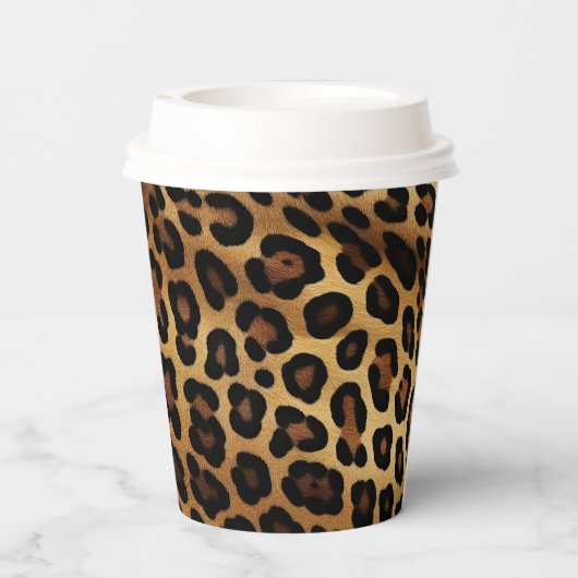 Goudbruine zwarte luipaard print papieren bekers (Achterkant)