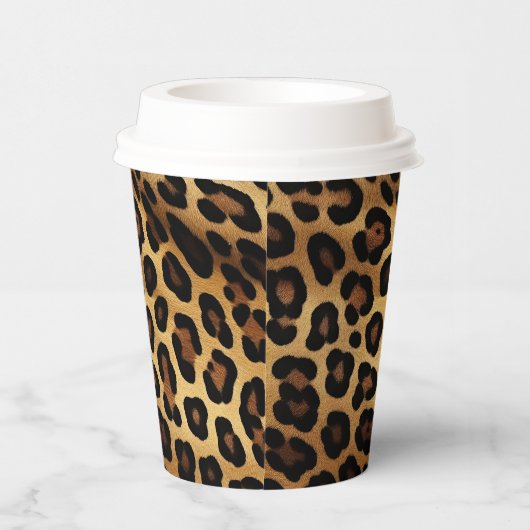 Goudbruine zwarte luipaard print papieren bekers (Rechts)