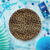 Goudbruine zwarte luipaard print papieren bordje (Feest)