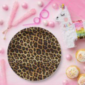 Goudbruine zwarte luipaard print papieren bordje (Feest)