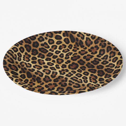 Goudbruine zwarte luipaard print papieren bordje (Gekanteld)