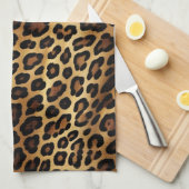 Goudbruine zwarte luipaard print theedoek (Quarter Fold)