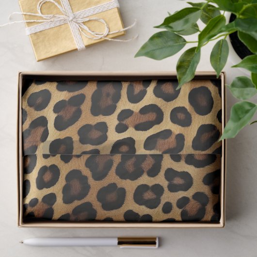 Goudbruine zwarte luipaard print tissuepapier (Geschenk)