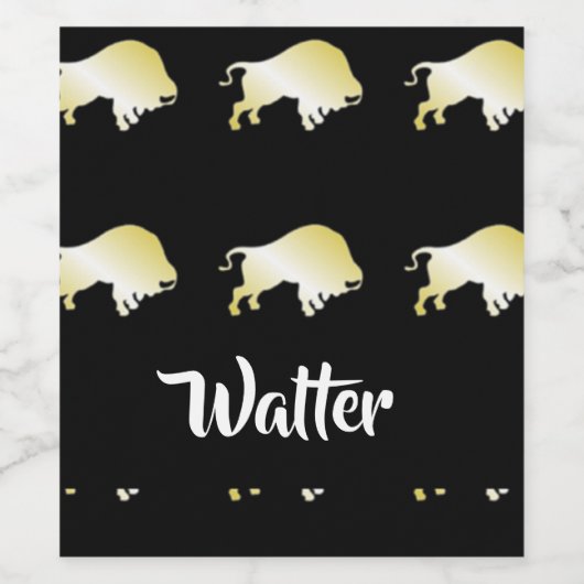 Goudbuffel op zwart wijn etiket (Enkel label)