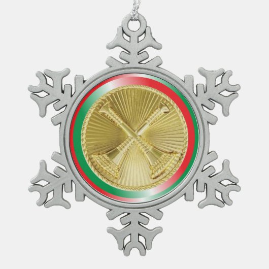 Goudbuis van de kapitein van de brandweerman tin sneeuwvlok ornament (Voorkant)