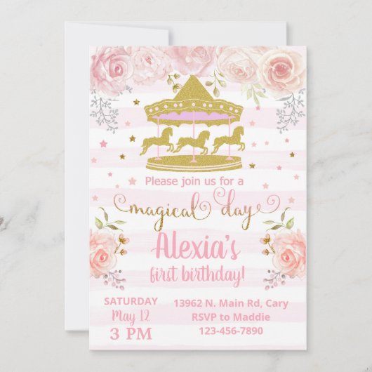 Goudcarrousel is een feestelijke uitnodiging. kaart (Voorkant)