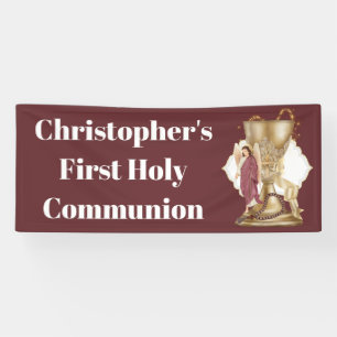 Goudchalice-engel-roodbaars katholieke spandoek