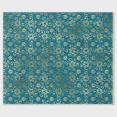 Goudcirkels en Blauwgroen cirkels Cadeaupapier (Vlak)