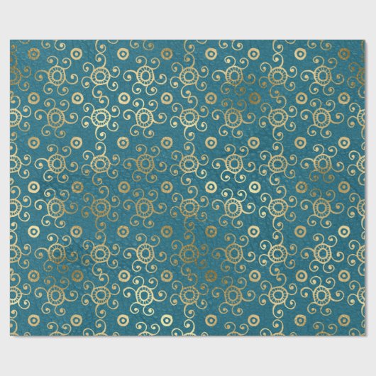 Goudcirkels en Blauwgroen cirkels Cadeaupapier (Vlak)