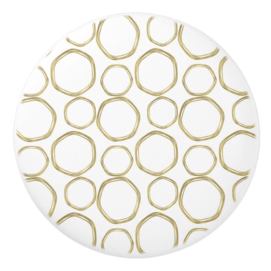 Goudcirkels en chic White Modern Trendy Mod Keramische Knop (Voorkant)