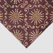 Goudcirkels en stalen op de Donkere rode decoupage Tissuepapier (Detail)