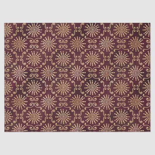 Goudcirkels en stalen op de Donkere rode decoupage Tissuepapier (Voorkant)