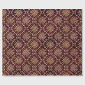 Goudcirkels en wervelingen op donkerrood cadeaupapier (Vlak)