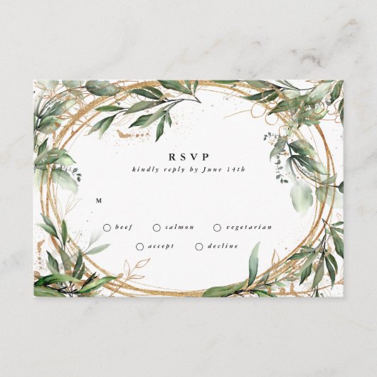 Goudcirkels Eucalyptus Elegant Greenery Moss RSVP Kaartje (Voorkant)