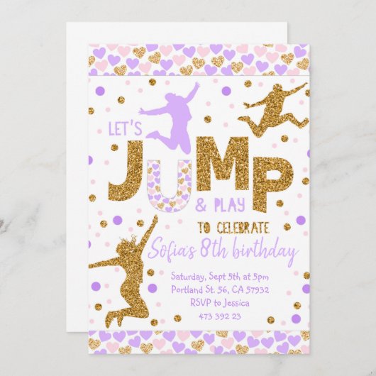 Goudconfetti Birthday Uitnodiging (Voorkant / Achterkant)