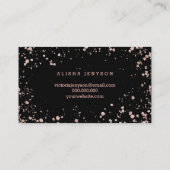 Goudconfetti-splatters met gelabeld script roos visitekaartje (Achterkant)