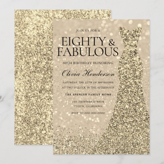 Gouddansvrouwen 80e verjaardag sparkle kaart (Voorkant / Achterkant)