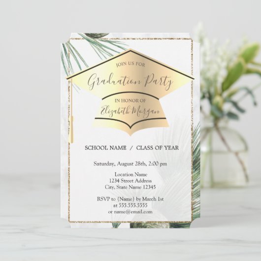 Gouddegraatkap, palmbladeren Afstuderen Kaart (Staand voorkant)