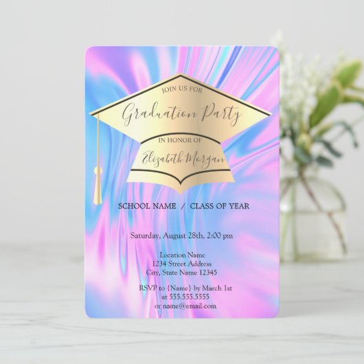 Gouddegraatkap, regenboogholografisch Afstuderen Kaart (Staand voorkant)