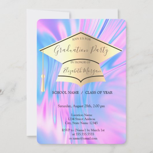 Gouddegraatkap, regenboogholografisch Afstuderen Kaart (Voorkant)