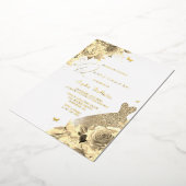 Gouddekers en bloemen Quinceanera Gold Folie Uitnodiging (Gedraaid)