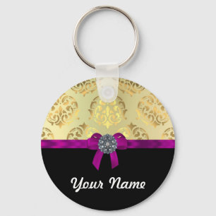 Gouddemker en zwart gepersonaliseerd sleutelhanger