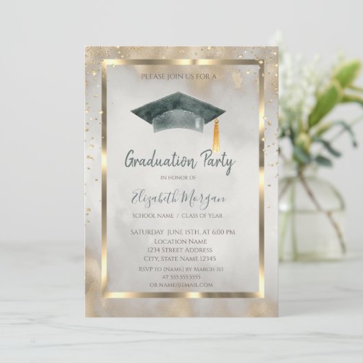 Gouddiamanten, Lijst, Graduation Cap Goud Afstuder Kaart (Staand voorkant)
