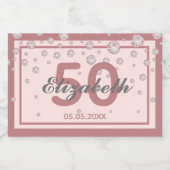 gouddiamanten met gouden roos op jaardag sparkling wijnetiket (Enkel label)