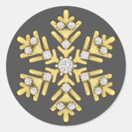 gouddiamanten sneeuwvlokillustratie ronde sticker