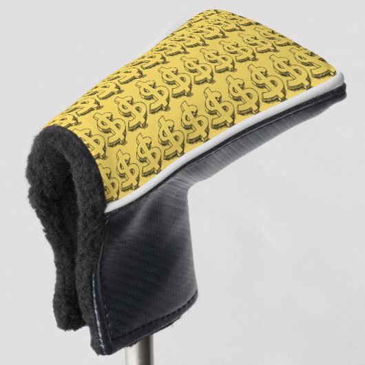 gouddollar golfheadcover (3/4 voorkant)