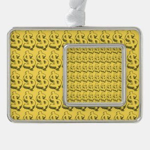 gouddollar verzilverd omlijst ornament