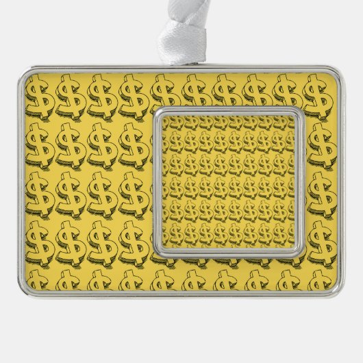 gouddollar verzilverd omlijst ornament (Voorkant)