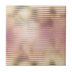 Gouddoornroze roze metalen foliepatroon tegeltje
