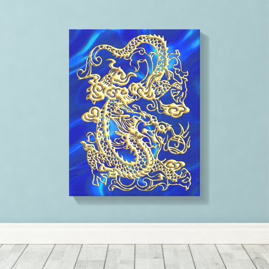 Gouddraak in reliëf canvas afdruk (Insitu (Houten vloer))