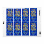 Gouddraak in reliëf op blauwzijplaat etiket (Full Sheet)