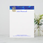 Gouddraak in reliëf op BlueSatin Print Briefhoofd (Staand voorkant)