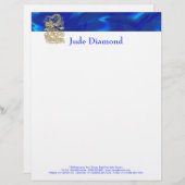 Gouddraak in reliëf op BlueSatin Print Briefhoofd (Voorkant / Achterkant)