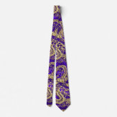 Gouddraak in reliëf op Paarse satijnafdruk Stropdas (Achterkant)